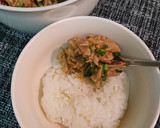 鶏もも肉とえのき茸炒め煮・ご飯添えて作り方6写真