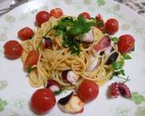 旬の蛸とプチトマトでペペロンチーニ作り方6写真