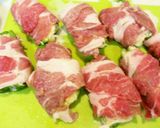ピーマンの肉巻き♡お好み焼き詰め作り方2写真