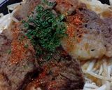 フランス料理のコツで作る：牛ステーキ丼作り方24写真