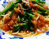田舎の菜の花＊ベーコンのトマトパスタ♪作り方12写真