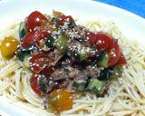 大葉と夏野菜とツナの冷製パスタ作り方8写真