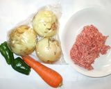 新たまねぎとひき肉の野菜炒め♪レモン風味作り方1写真