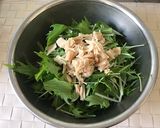 水菜と貝柱のごま油風味サラダ。和えるだけ作り方2写真
