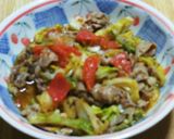 簡単にゅう麺に豚野菜炒め煮をのせて。作り方6写真