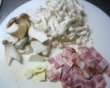 きのことベーコンの醤油風味クリームパスタ作り方1写真
