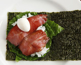 半熟うずら卵とローストビーフの手巻き寿司作り方6写真