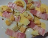 卵×ベーコンの塩昆布バジルカレートースト作り方3写真
