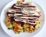ベーコンとミックスベジタブルのお好み焼き作り方6写真
