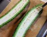 レンジで簡単！ゴーヤとむね肉の挟み蒸し作り方3写真