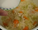 離乳食後期～野菜スープと鶏ひき肉の餡とじ作り方3写真