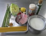 アスパラとベーコンのレモンクリームパスタ作り方1写真