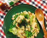 青じそ薫る♡カリカリ梅と納豆レタスの炒飯作り方7写真