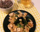 鶏肉と長芋と小松菜のバター醤油炒め作り方5写真