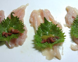 ささ身の柚子胡椒風味 梅しそ巻き♪作り方3写真