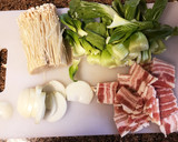 豚バラとえのきと青梗菜のにんにく醤油炒め作り方1写真