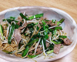 簡単♪ニラと牛細切れのソース焼きそば♥作り方5写真