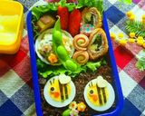 キャラ弁 ゆで卵でハチさんの春弁当♡作り方4写真