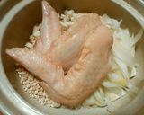 鶏手羽のもち麦薬膳粥作り方1写真