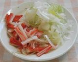 カニカマと葱の「だし巻き卵」作り方1写真