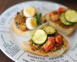 彩りキーマカレーのオープンサンド作り方4写真