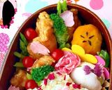 梅型ご飯♡薔薇のふりかけ唐揚げ甘酢あん作り方2写真