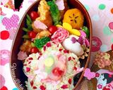 梅型ご飯♡薔薇のふりかけ唐揚げ甘酢あん作り方5写真