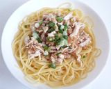 なめ茸と鶏ささみの梅肉パスタ作り方4写真
