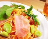 生ハムとルッコラのトマトクリームパスタ作り方8写真