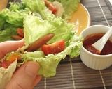 新玉ねぎとソーセージのレタスドッグ作り方5写真