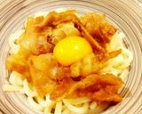 男の料理！にんにく香る、釜玉肉うどん！作り方4写真