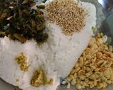 柚子胡椒揚げ玉・野沢菜油炒めのおにぎり作り方1写真