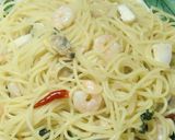 シーフードとパクチーのアヒージョ・パスタ作り方10写真