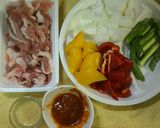 レンジde簡単♡豚肉＆カラフル野菜炒め♪作り方1写真
