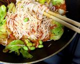枝豆とキャベツのパスタとろろ昆布のせ作り方3写真