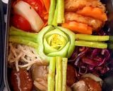 アスパラ十字架 漬物と水菜ブーケ玄米弁当作り方5写真