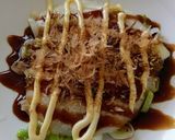 餅ねぎ焼き☝お好み焼風ソース味♪もち消費作り方11写真