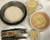 糠秋刀魚の炊き込みご飯、梅干し添え作り方3写真