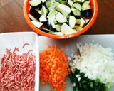 茄子と挽き肉の炒め あんかけ作り方1写真