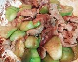 沖縄！豚肉とナベラー(ヘチマ)の味噌炒め作り方7写真