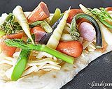 デルソーレ・手のばしナンで山菜ピザ♪作り方4写真