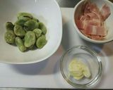 そら豆とベーコンのペペロンチーノ♡作り方1写真