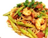 エビとアスパラのトマトスパゲティ作り方9写真