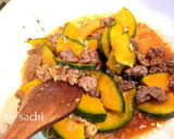 かぼちゃと挽肉のスタミナ炒め♡作り方4写真