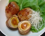 半熟煮卵の豚肉巻き作り方6写真