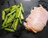 レンジで簡単！アスパラのオイスタトマト煮作り方1写真