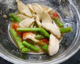 レンジで簡単！アスパラのオイスタトマト煮作り方2写真