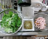 納豆・魚肉ソーセージ・菜っ葉でチャーハン作り方1写真