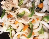ジンギスカンのタレで豚ホルモン焼うどん☆作り方1写真