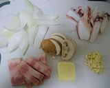 M´s特製！タコとベーコンのスープパスタ作り方1写真